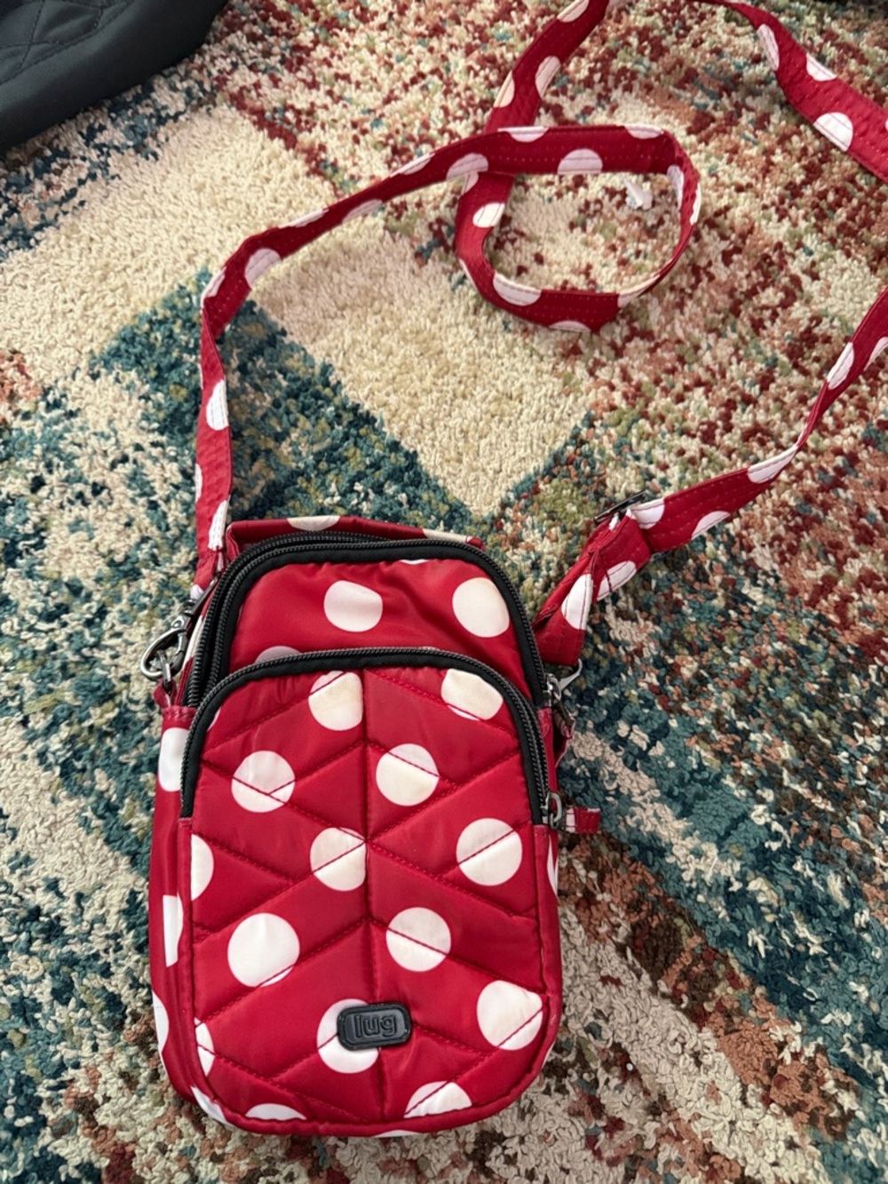 lug Red and White Polka Dot Mini Crossbody Bag